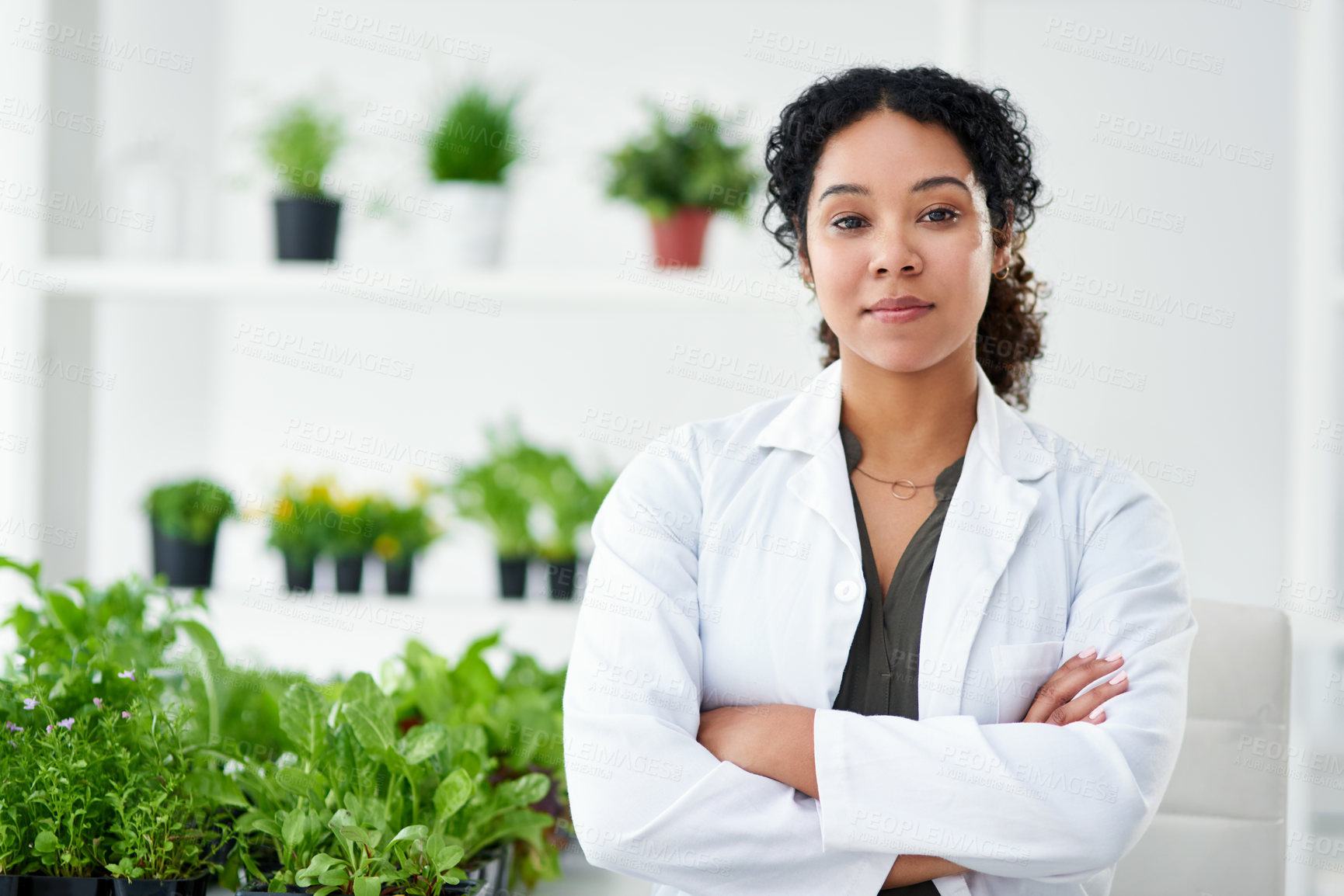 Buy stock photo Portrait of a female scientist standing in her lab