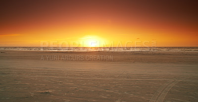 Buy stock photo Sunset at the beach - Jutland, Denmark