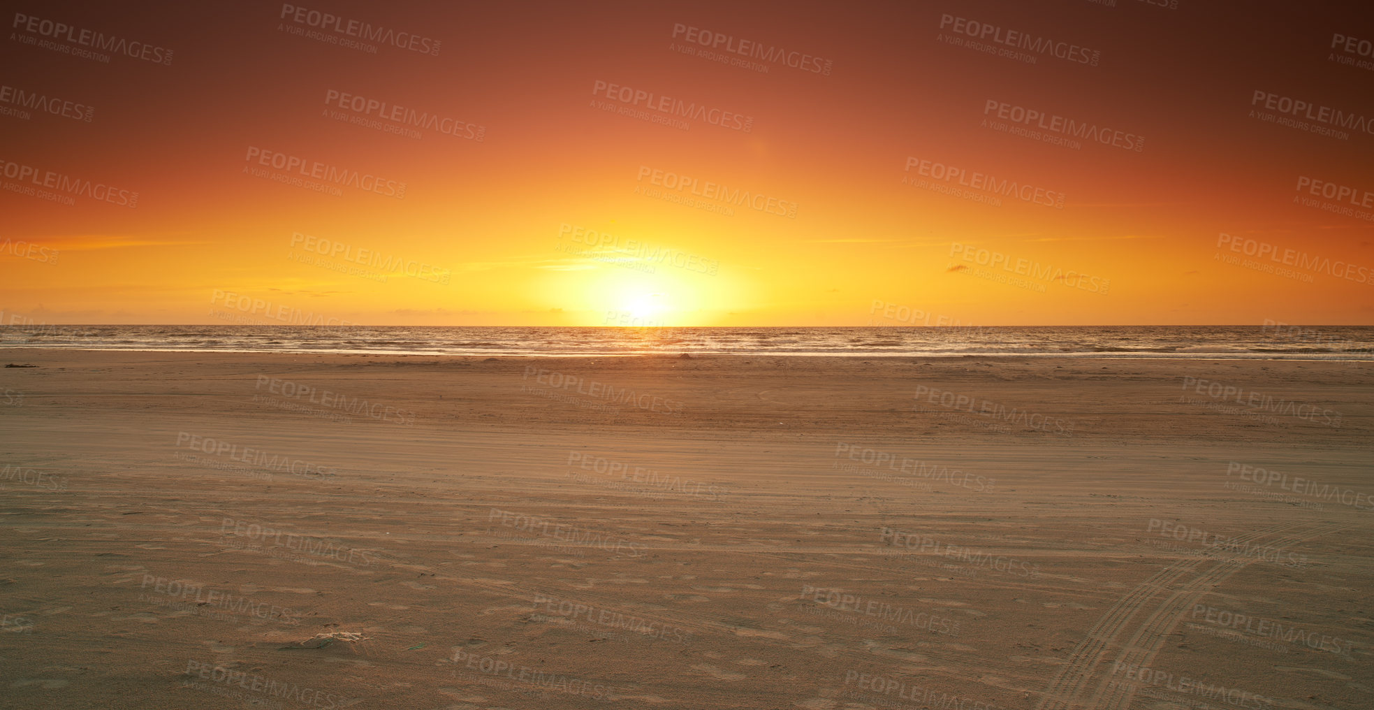 Buy stock photo Sunset at the beach - Jutland, Denmark