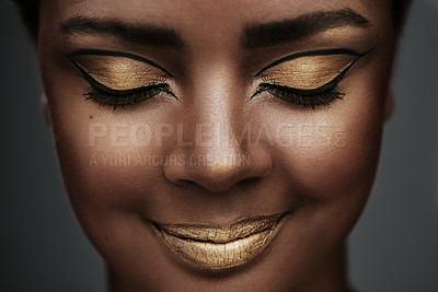 Buy stock photo Cropped shot of a beautiful young woman wearing makeup