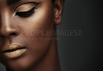 Buy stock photo Cropped shot of a beautiful young woman wearing makeup