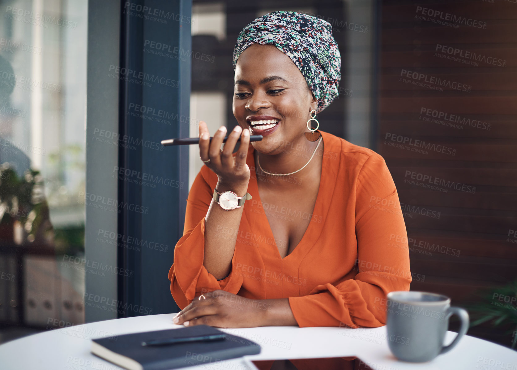 Buy stock photo Cropped shot of an attractive businesswoman making a phonecall while working in her office