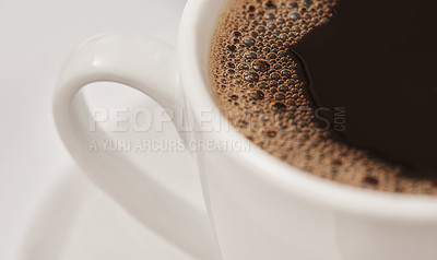 Buy stock photo Closeup shot of a cup of black coffee