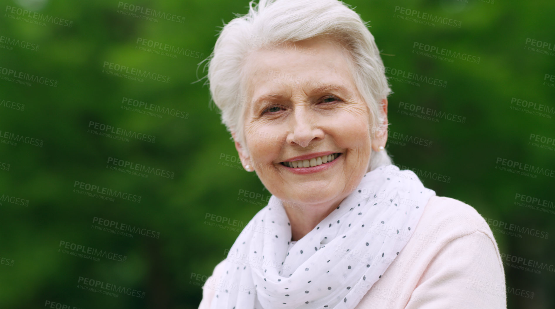 Buy stock photo Portrait of a confident senior woman enjoying a day in the park