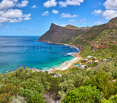 Buy stock photo Beach and coast in calm weather - South Africa, Cape Town