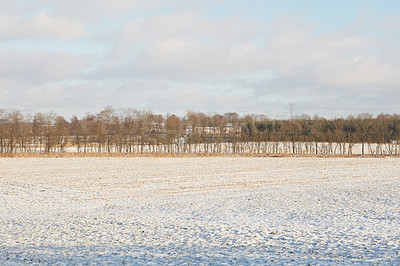 Buy stock photo Winter landscape on a sunny day with blue sky