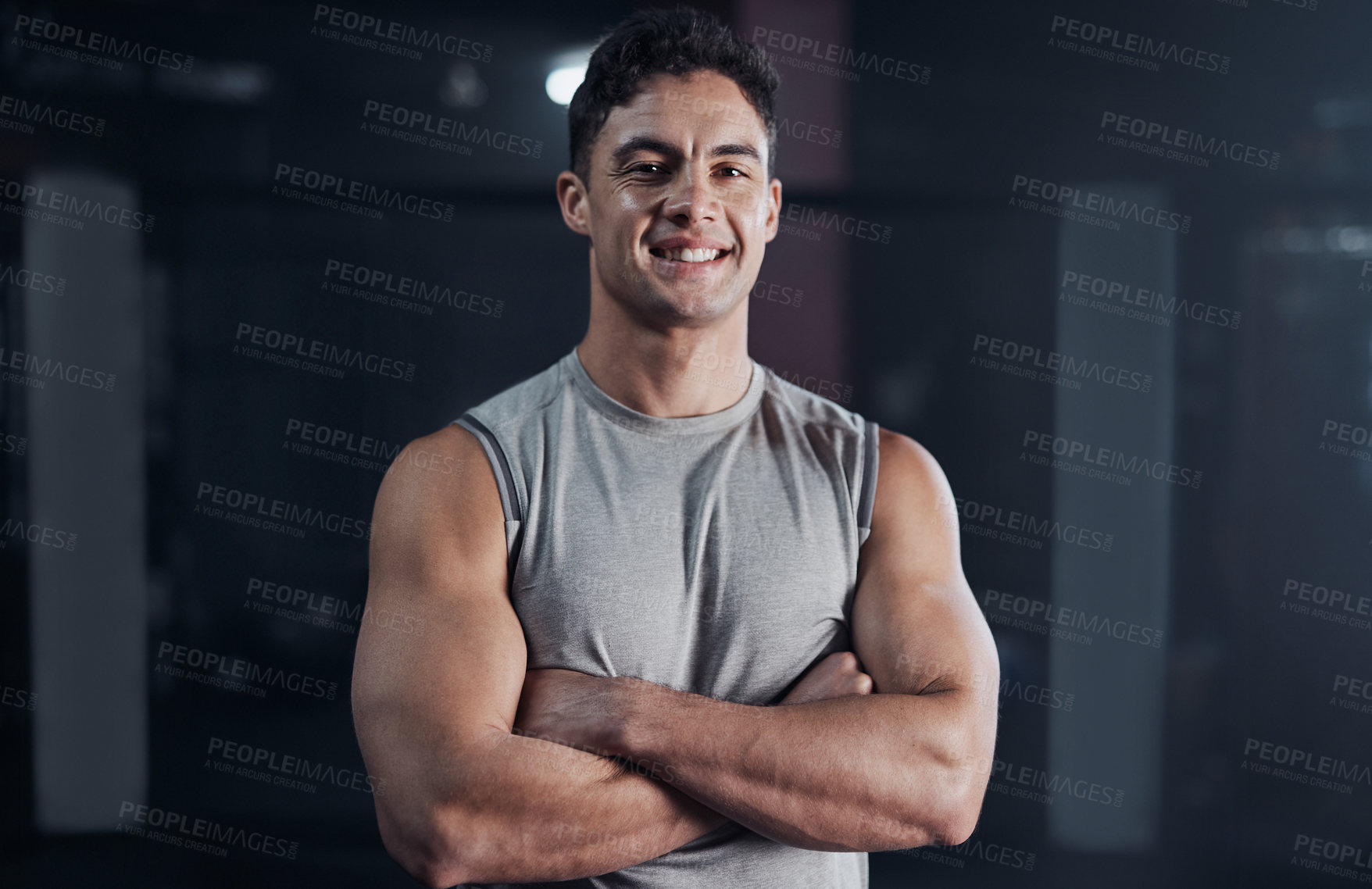 Buy stock photo Portrait of a confident young man at a gym