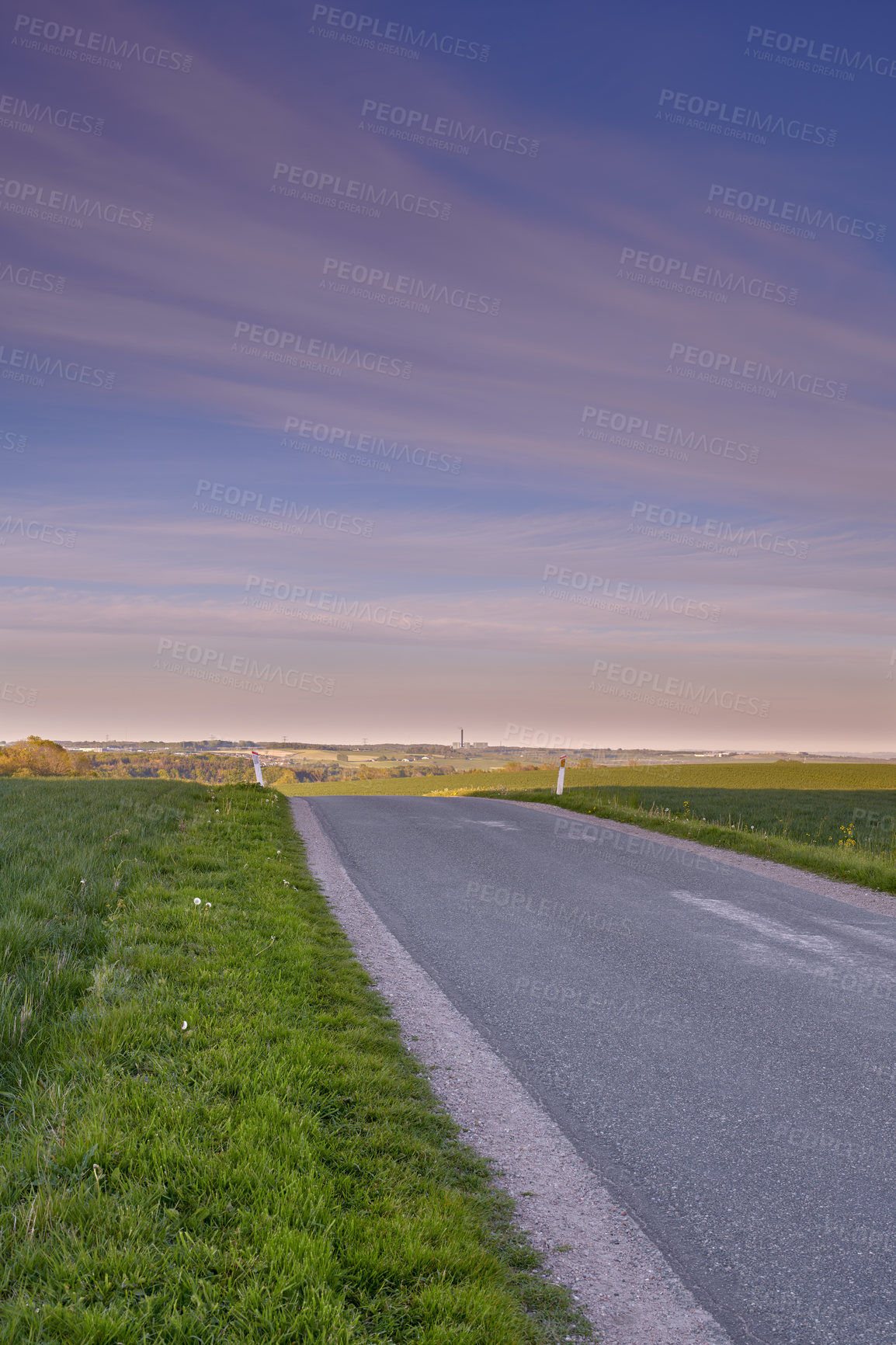 Buy stock photo Green fields and blue sky in spring and early summer