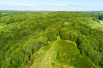 Buy stock photo Green fields and blue sky in spring and early summer