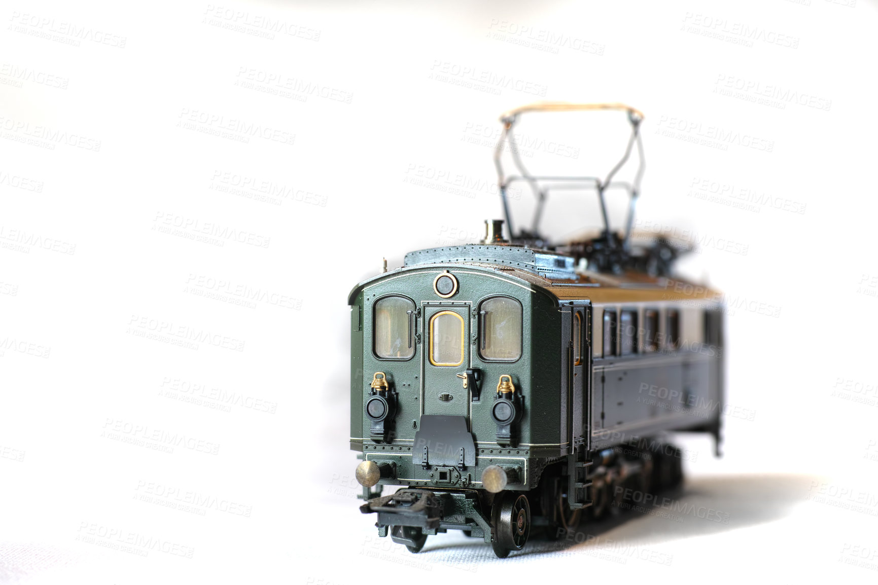 Buy stock photo Model trains and streetcar
