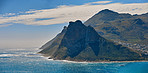 A photo of mountains, coast and ocean from Shapmanns Peak,