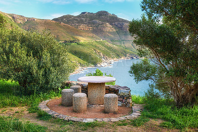 Buy stock photo A photo a picnic area near Shapmanns Peak Road, Cape Town, South Africa