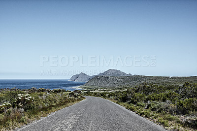 Buy stock photo Road through the wilderness of Cape Point National Park, Western Cape, South Africa