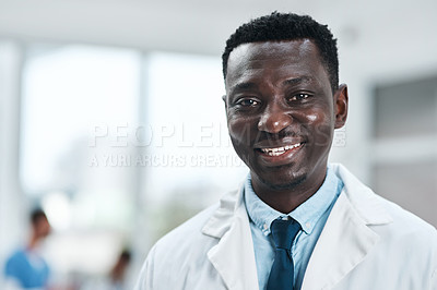 Buy stock photo Portrait of a mature doctor standing in a hospital