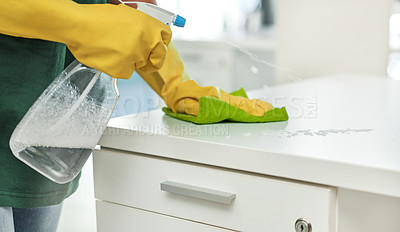 Buy stock photo Shot of an unrecognisable woman cleaning a modern office