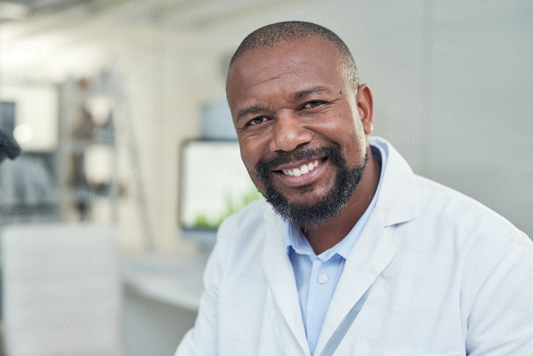 Buy stock photo Portrait of a mature scientist working in a lab