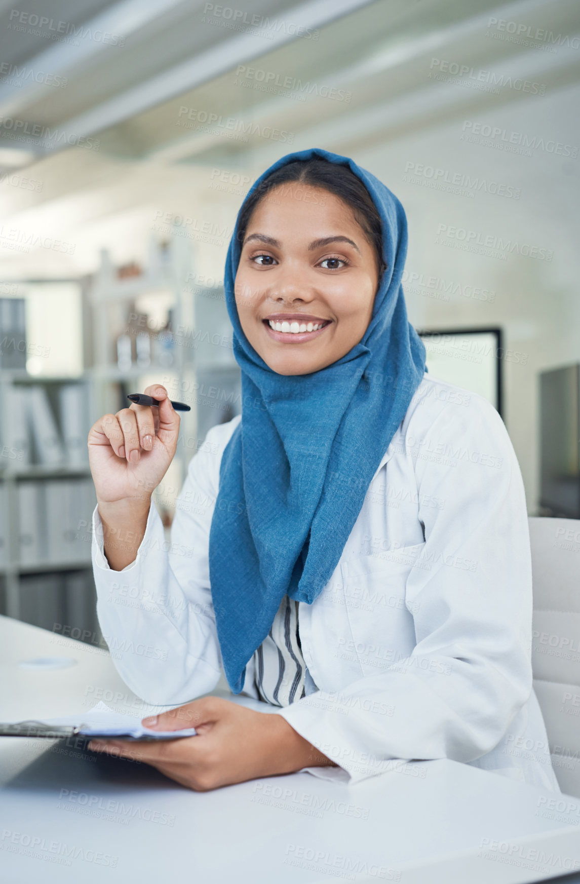 Buy stock photo Portrait of a young scientist conducting research in a laboratory