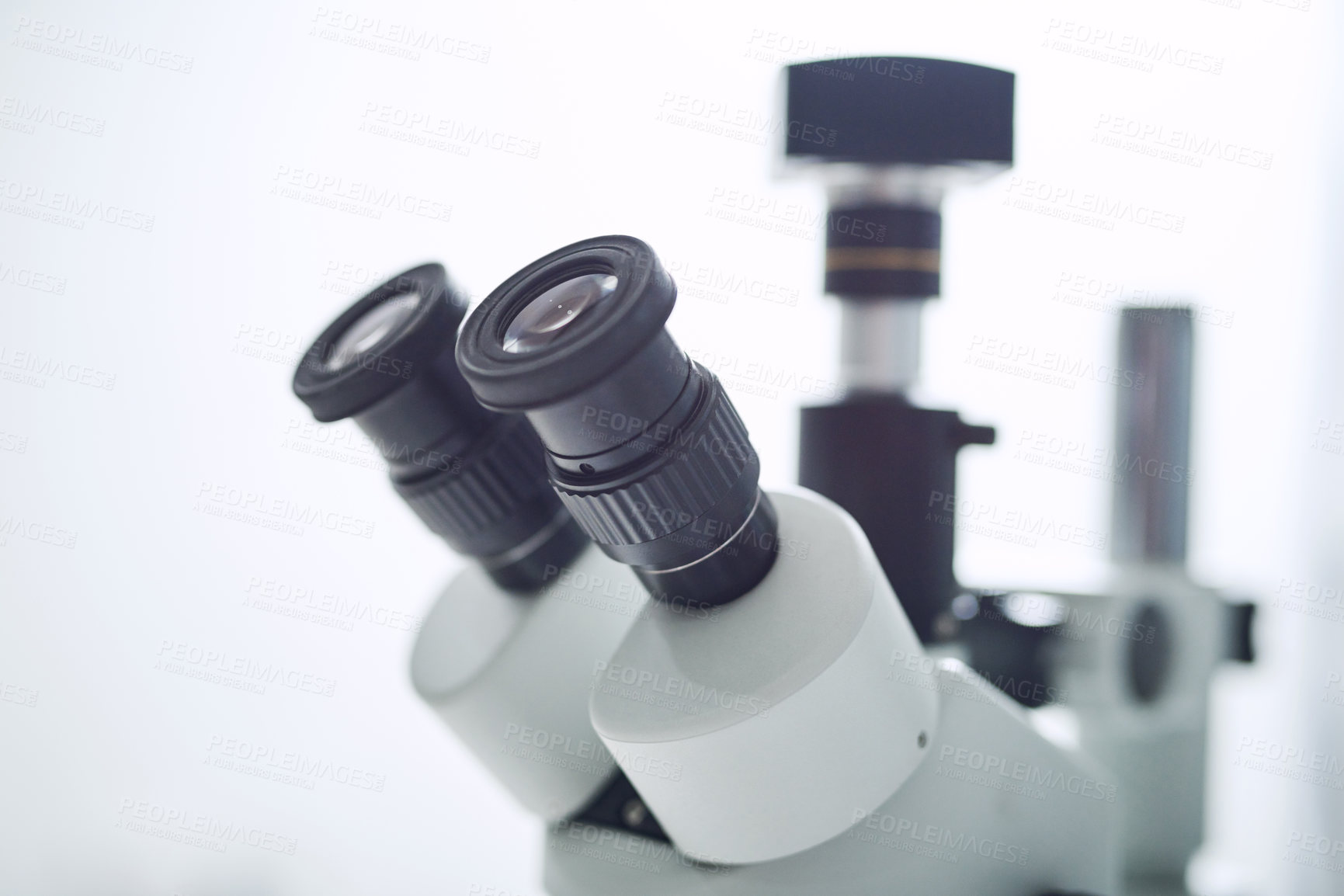 Buy stock photo Shot of a microscope in a modern laboratory