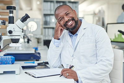 Buy stock photo Portrait of a scientist conducting research in a laboratory