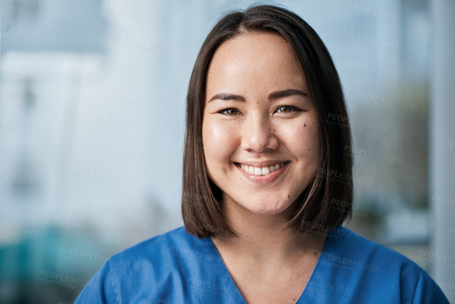 Buy stock photo Portrait of a medical practitioner standing in a hospital