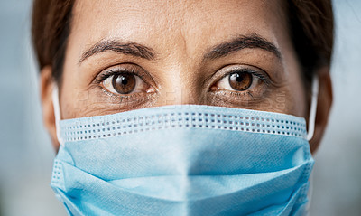 Buy stock photo Portrait of a woman wearing a face mask