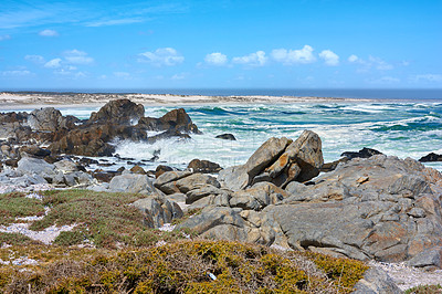 Buy stock photo Rocky coast in West Coast National Park,  Western Cape, South Africa.