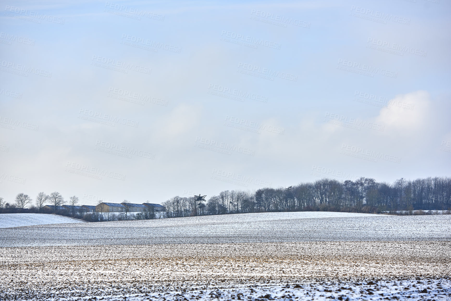 Buy stock photo Danish farmland in wintertime