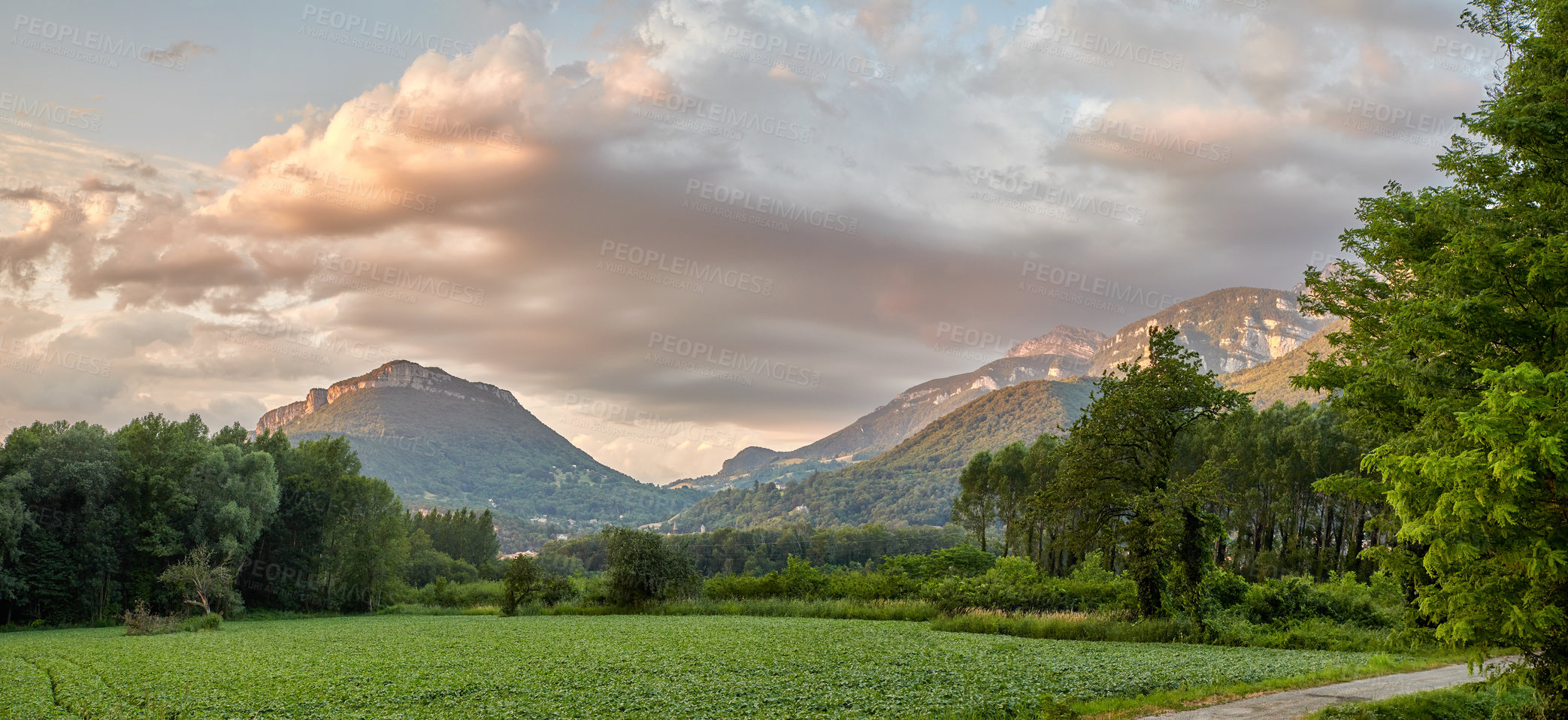 Buy stock photo A series of photos of countryside, farmland and forest close to Lyon, France