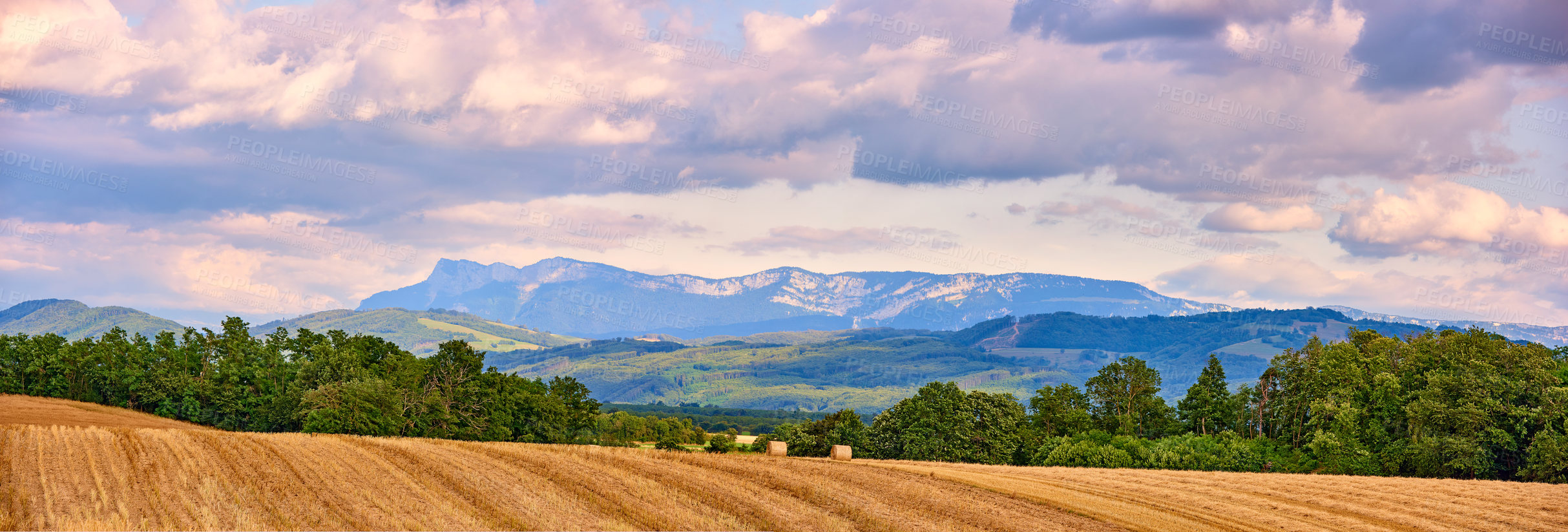 Buy stock photo A series of photos of countryside, farmland and forest close to Lyon, France