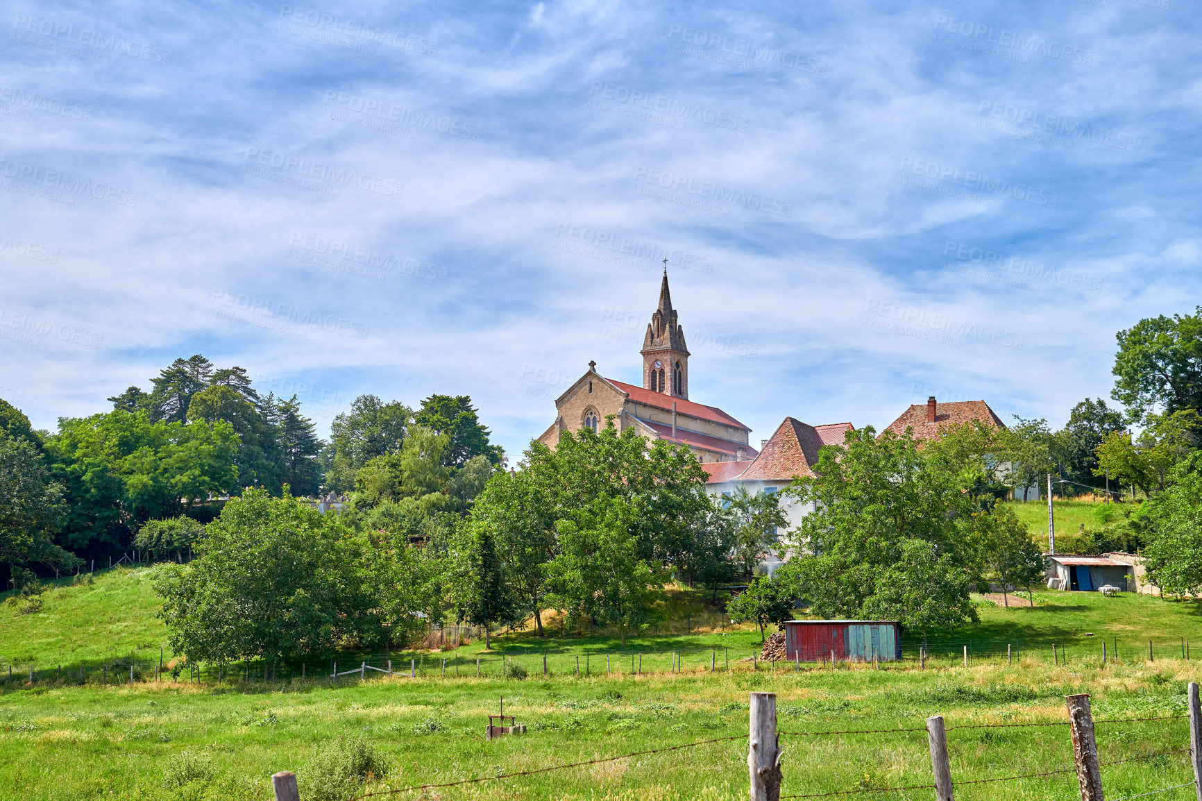 Buy stock photo A series of photos of countryside, farmland and forest close to Lyon, France