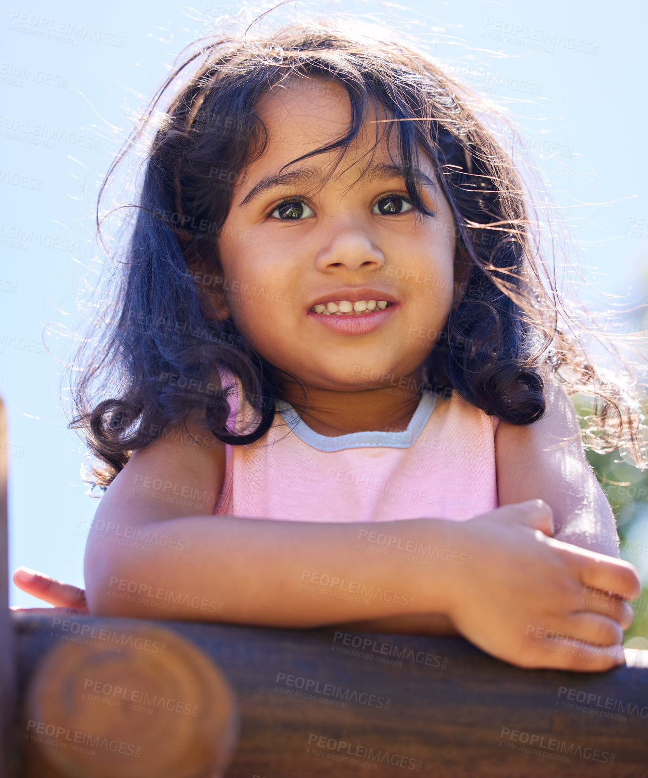 Buy stock photo Shot of an adorable little girl spending time outside