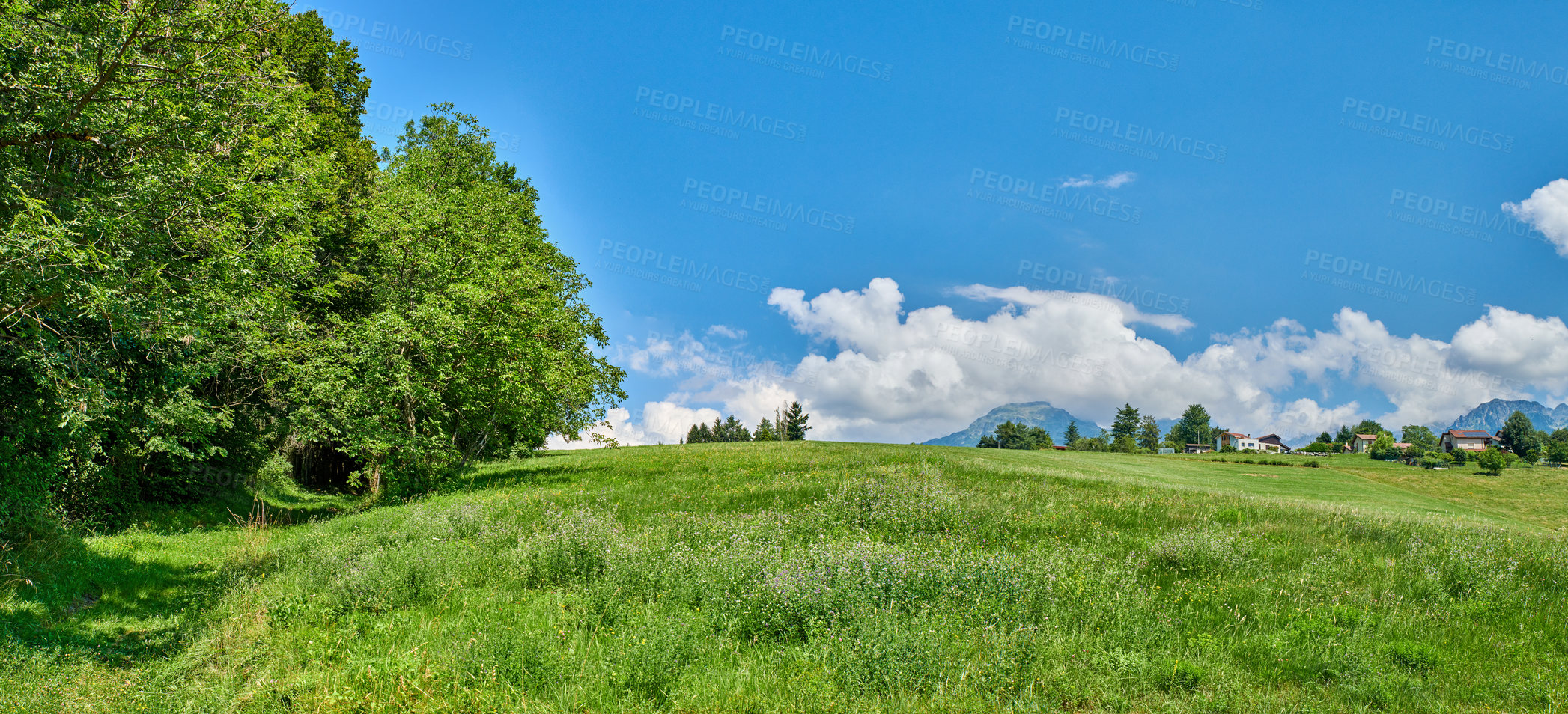 Buy stock photo A series of photos of countryside, farmland and forest close to Lyon, France