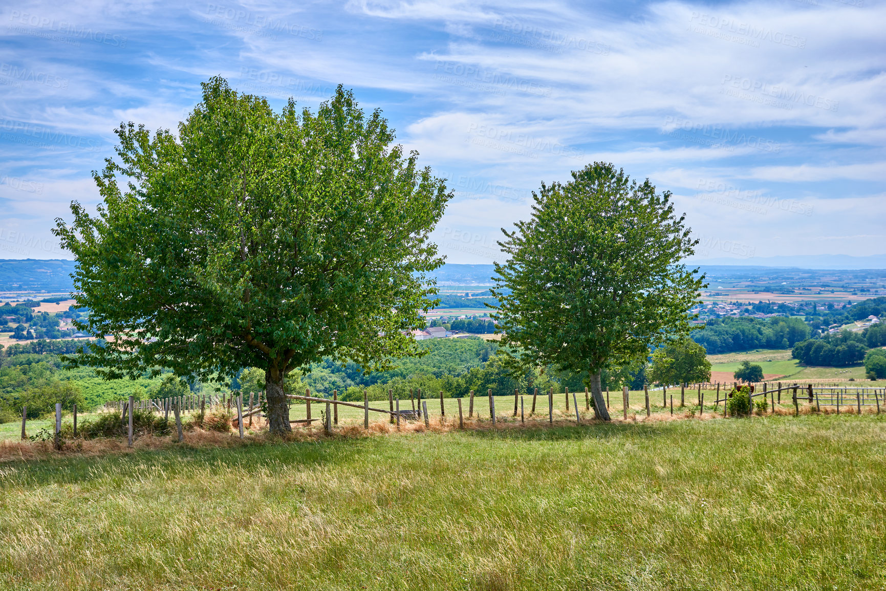 Buy stock photo A series of photos of countryside, farmland and forest close to Lyon, France