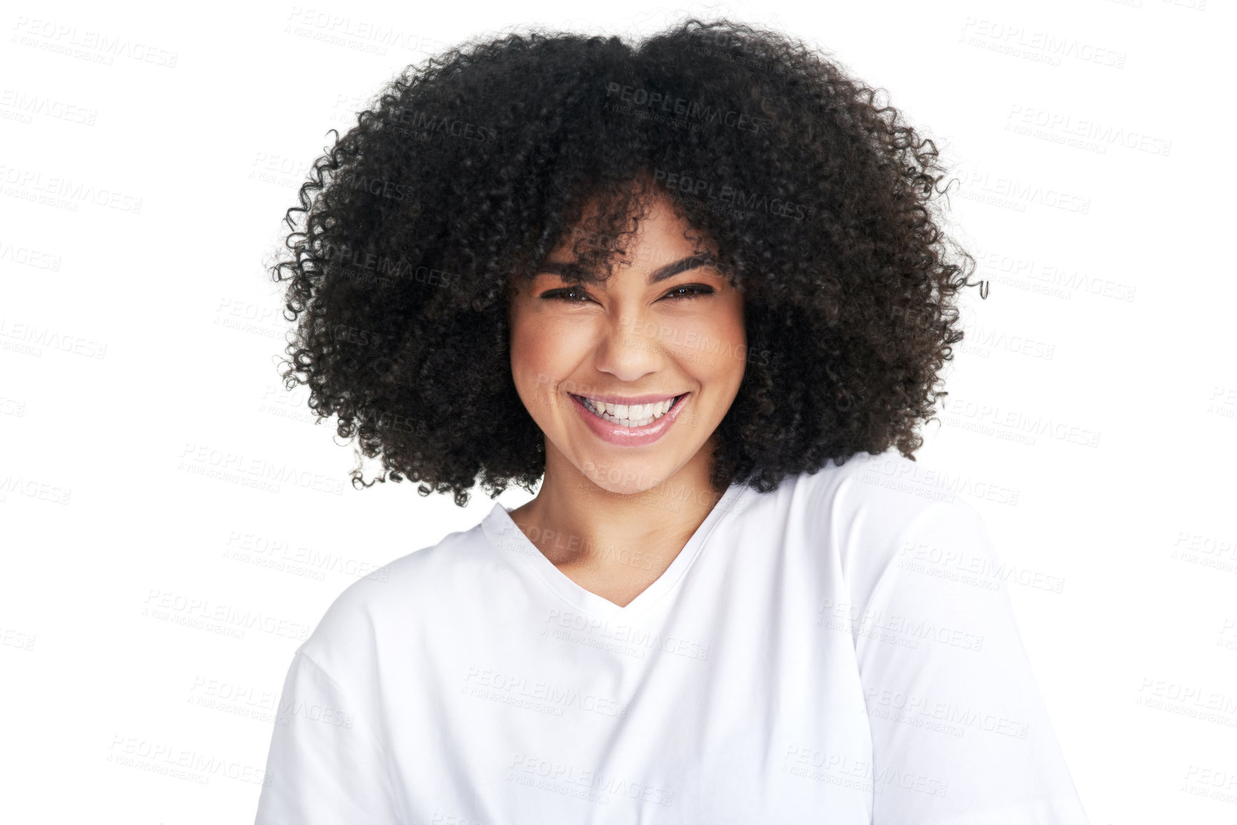 Buy stock photo Studio portrait of an attractive young woman posing against a white background