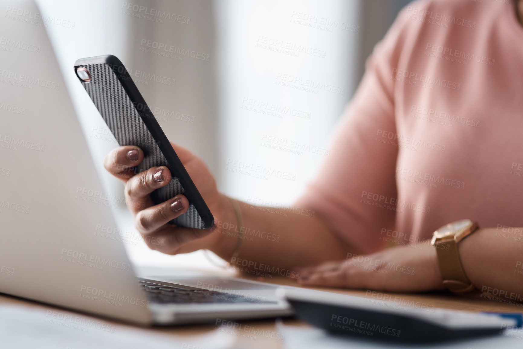 Buy stock photo Cropped shot of a woman working from home