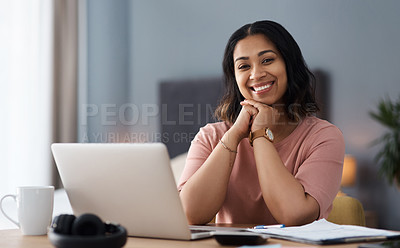 Buy stock photo Shot of a young woman working from home