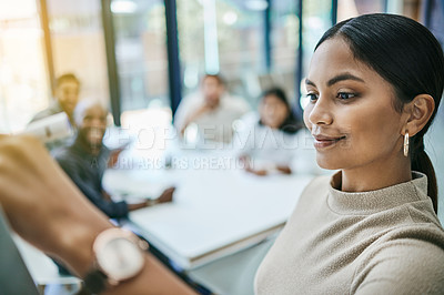 Buy stock photo Shot of a businesswoman giving a presentation