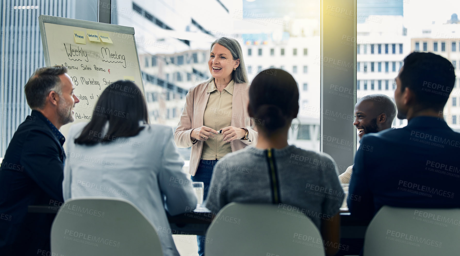 Buy stock photo Shot of a mature businesswoman giving a training presentation