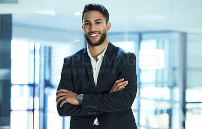 Buy stock photo Shot of a young businessman in his office