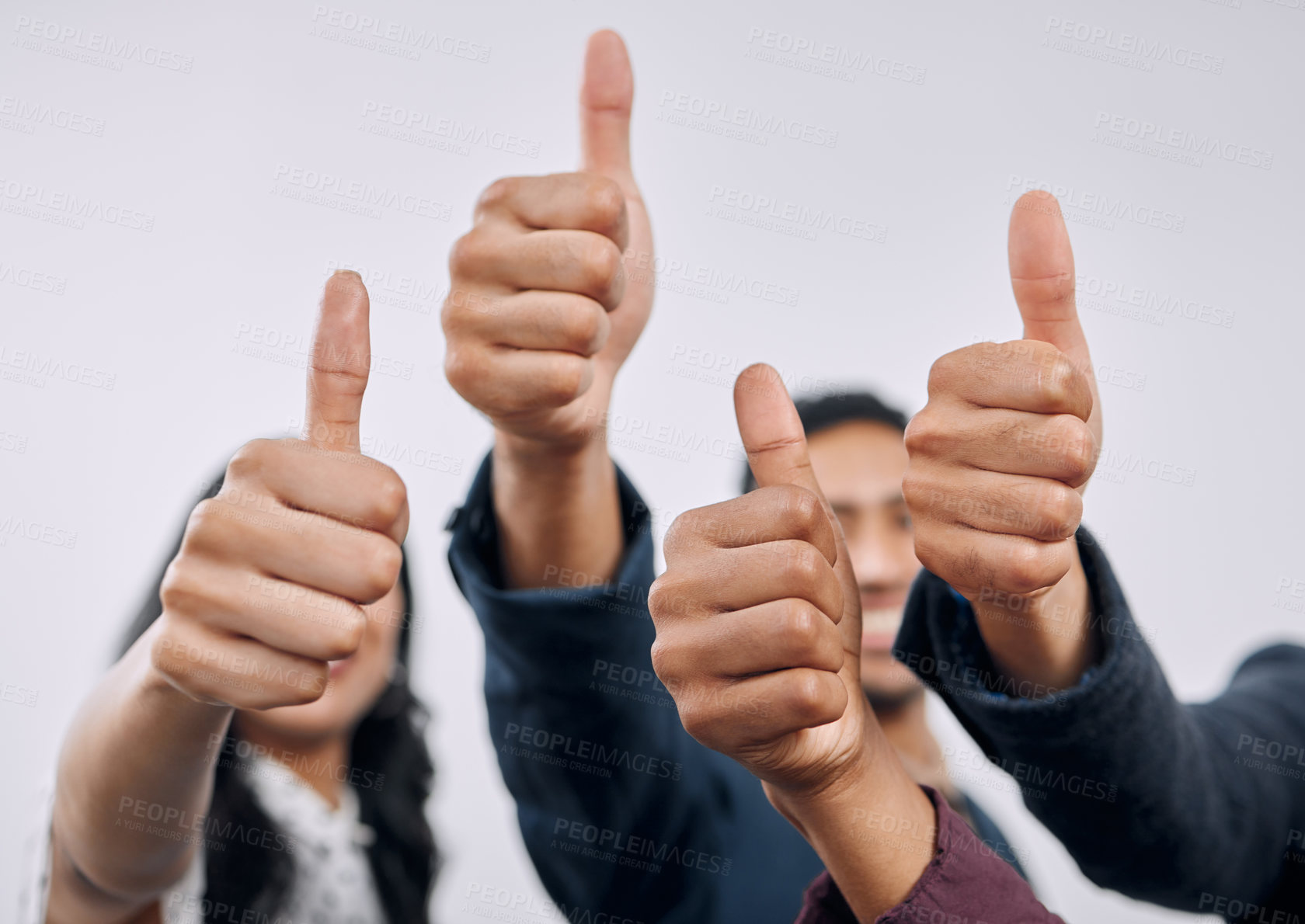 Buy stock photo Shot of a group of businesspeople giving the thumbs up