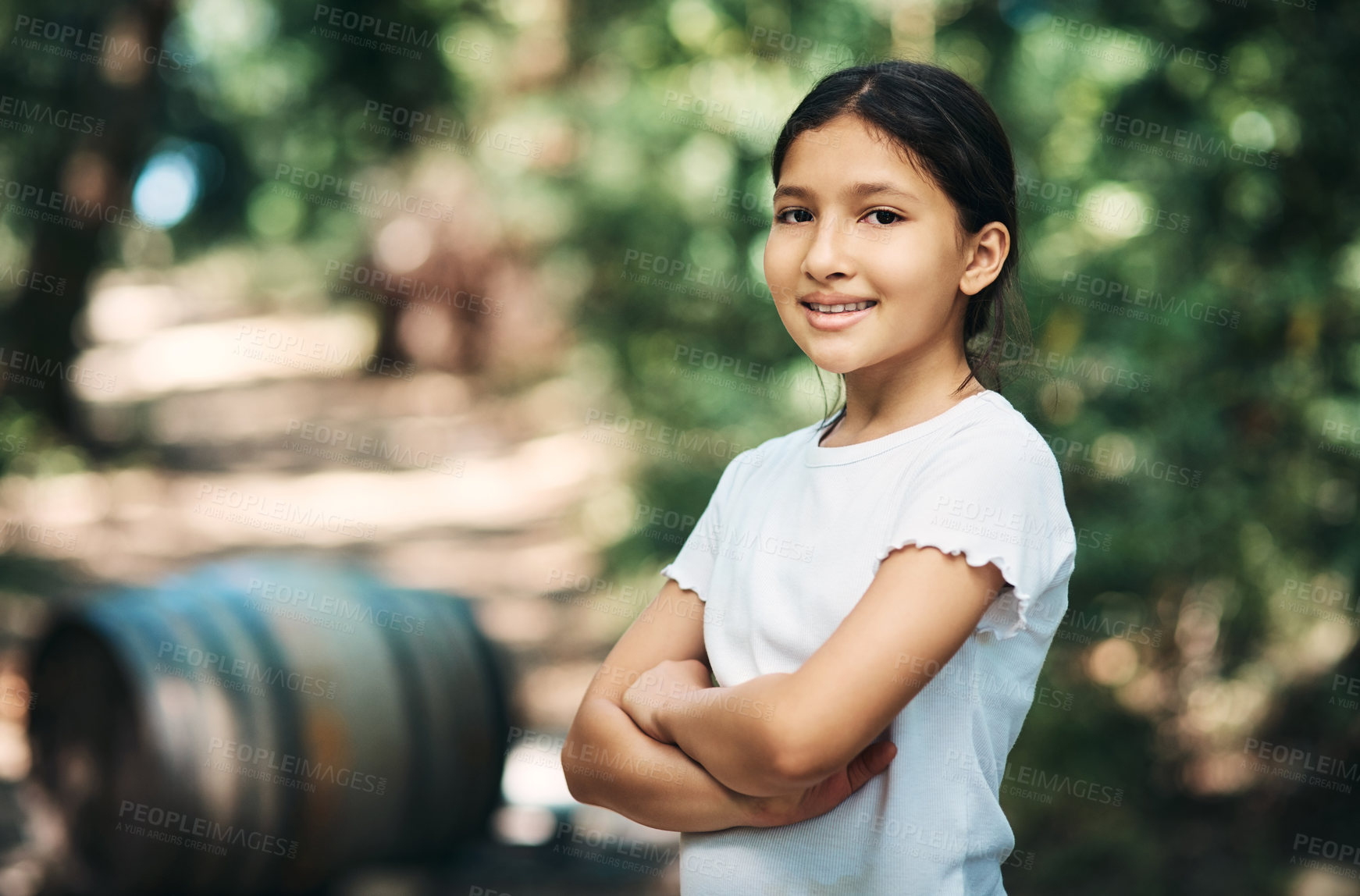 Buy stock photo Portrait of a confident teenage girl having fun at summer camp