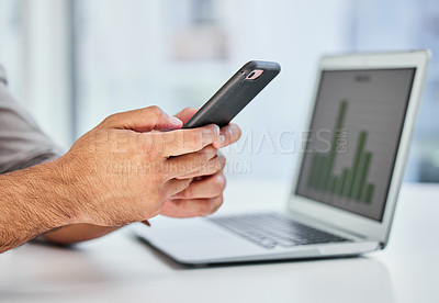 Buy stock photo Shot of a businessman using a smartphone to send a text