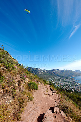 Buy stock photo Mountain trails on Lion's Head, Table Mountain National Park, Cape Town, South Africa