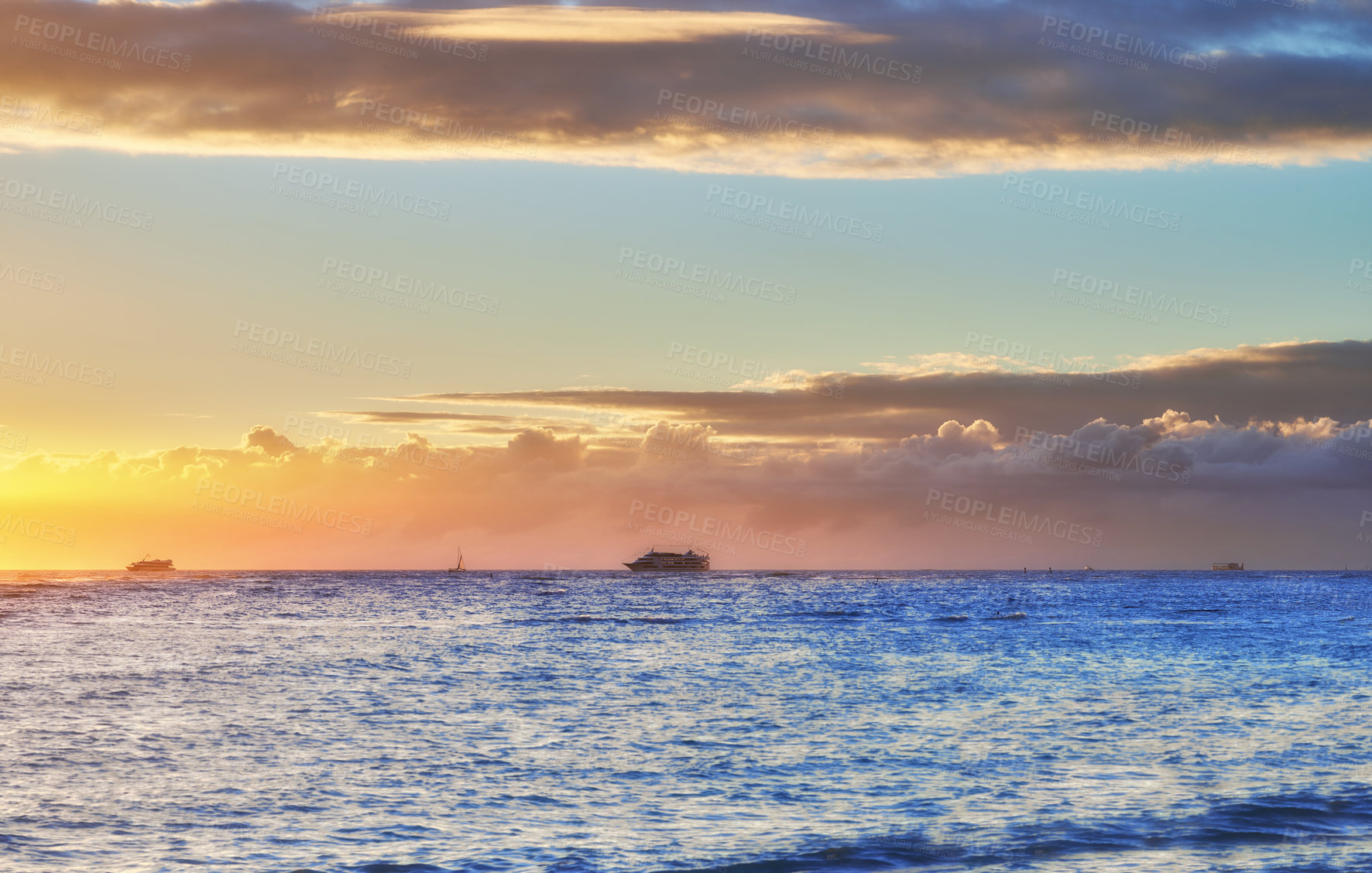 Buy stock photo Beach, sunshine and clouds