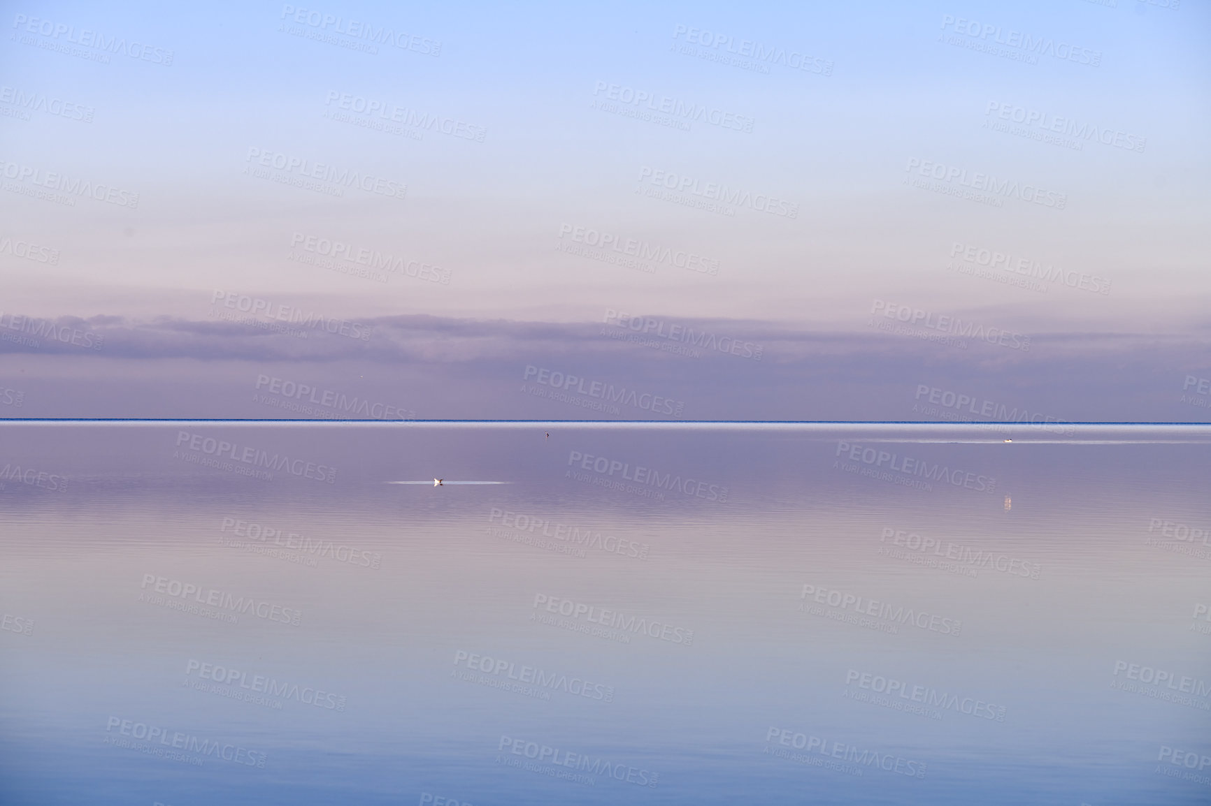 Buy stock photo Sky, clouds and ocean with nature, ecology and environment with tropical island. Empty, water and tourism with view, summer holiday and location with destination, vacation and landscape in Zanzibar