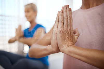 Buy stock photo Closeup shot of two unrecognizable women doing exercises on the floor together at home