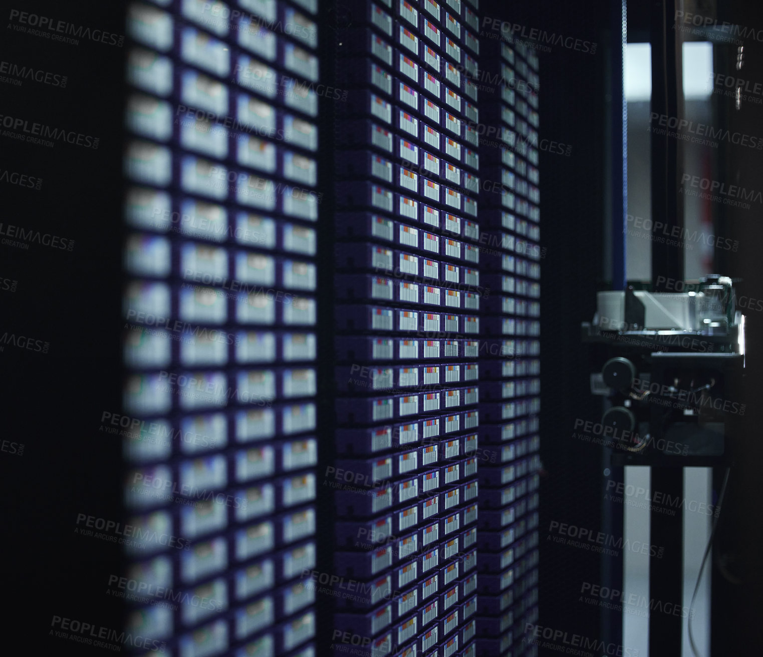 Buy stock photo Cropped shot of the inside of a network server room