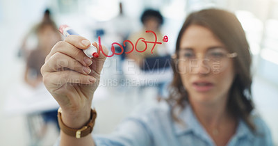 Buy stock photo Shot of a professor making notes for her students at university