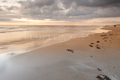 Buy stock photo a photo of beautiful sunset at the beachBeaceful beach, coast and ocean