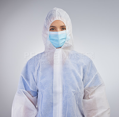 Buy stock photo Shot of a female nurse against a studio background